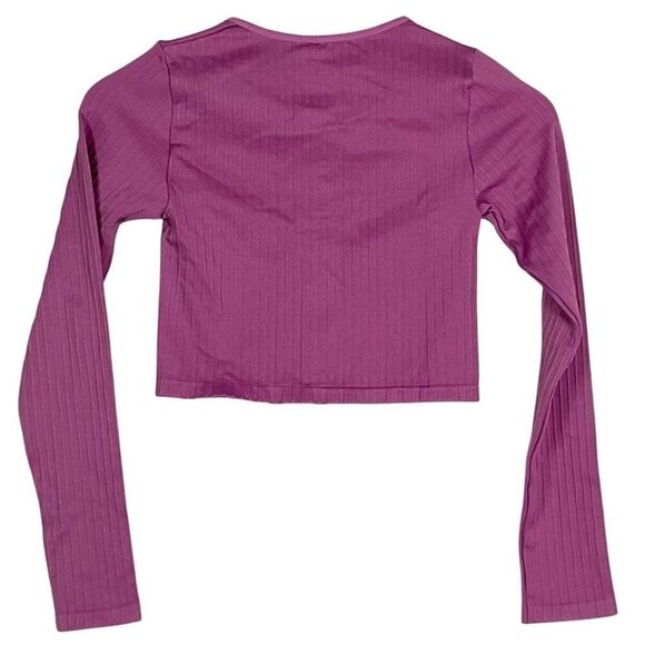 NWT Anthropologie Mauve Ribbed Button-Up Long Sleeve Cropped Cardigan Size S/M - Picture 6 of 14